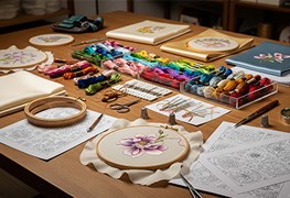 نمایش توضیحات دوره تخصصی نقاشی با نخ و سوزن (ابریشم  دوزی)