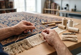نمایش توضیحات ریشه بافی فرش