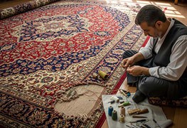 نمایش توضیحات رفوگری انواع فرش و تابلو فرش